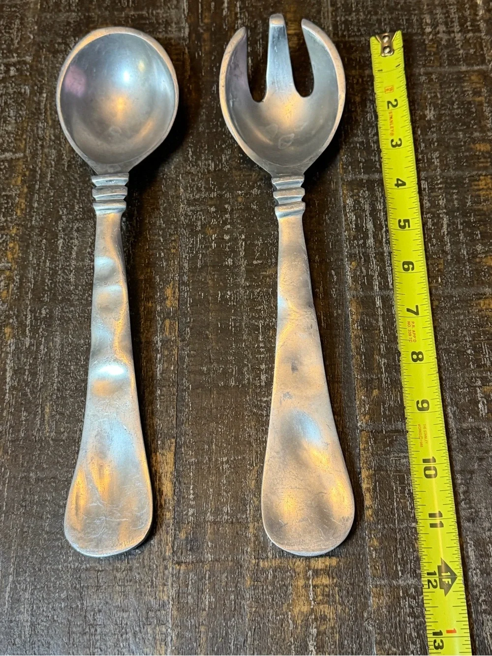 MCM Vintage Indian Metal Salad Servers – Spoon & Fork Serving Set
